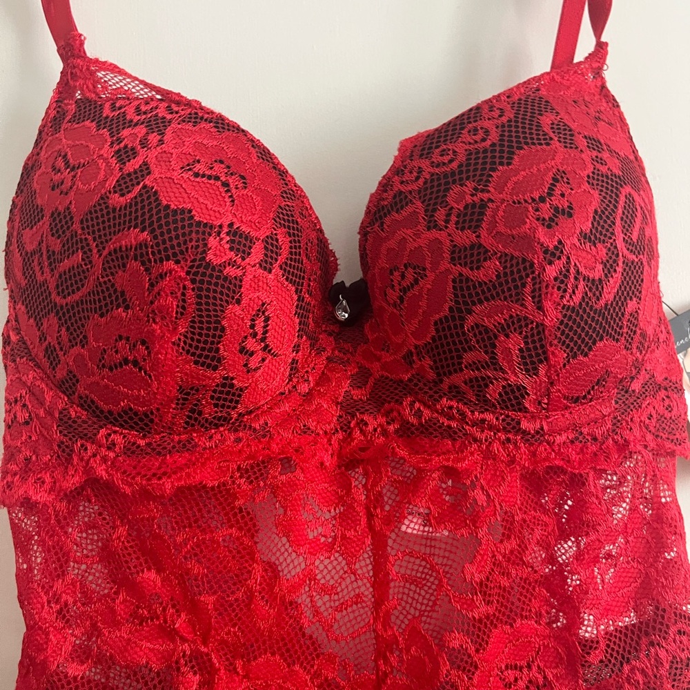 French Affair Push-Up Bodysuit Lace Lingerie,New - Picture 2 of 5